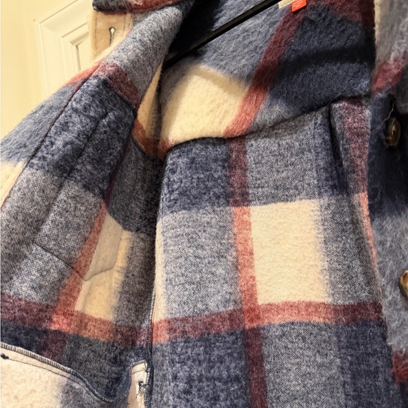 MARINE LAYER Cozy Plaid Shacket Jacket - Blue & Cream - Picture 6 of 7